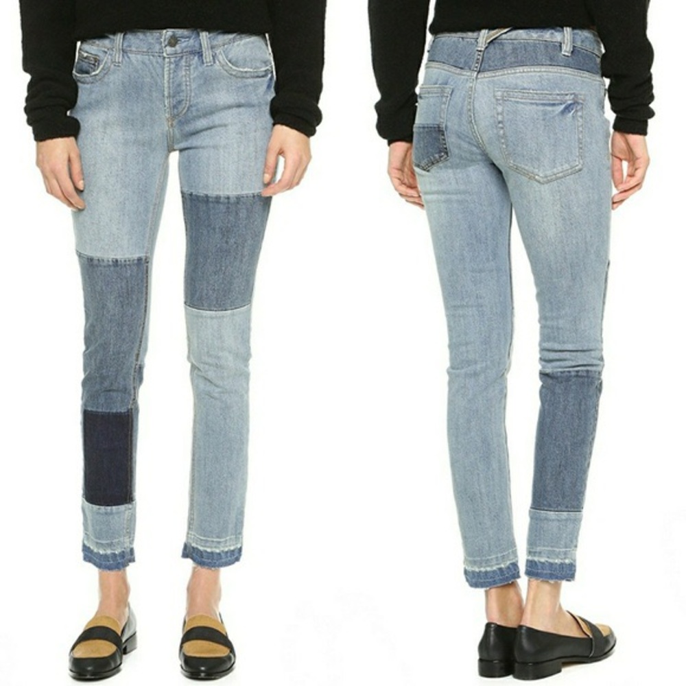 Free People Patched & Relaxed Skinny Jeans 24